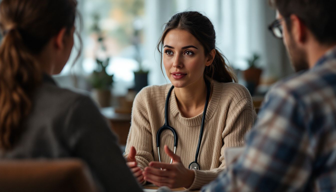 A woman discussing natural sleep aids with a healthcare provider.