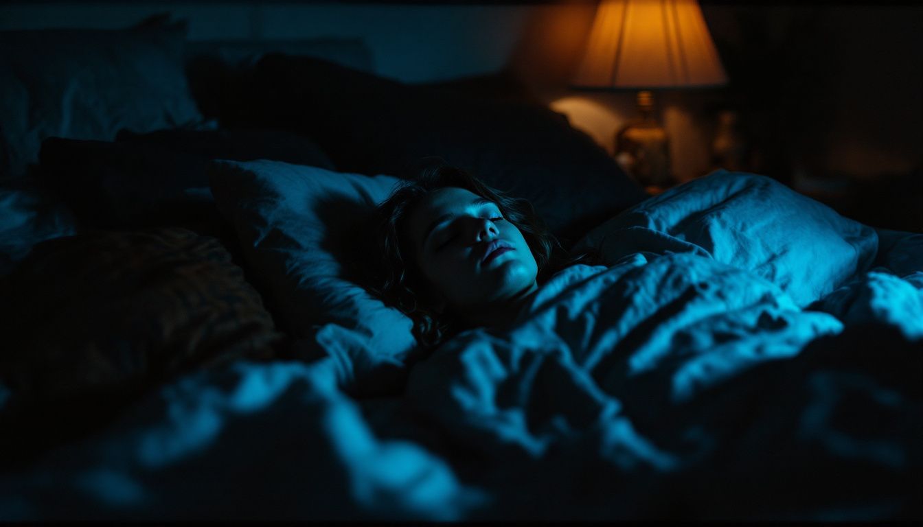A person peacefully sleeping in a cozy, everyday bedroom setting.